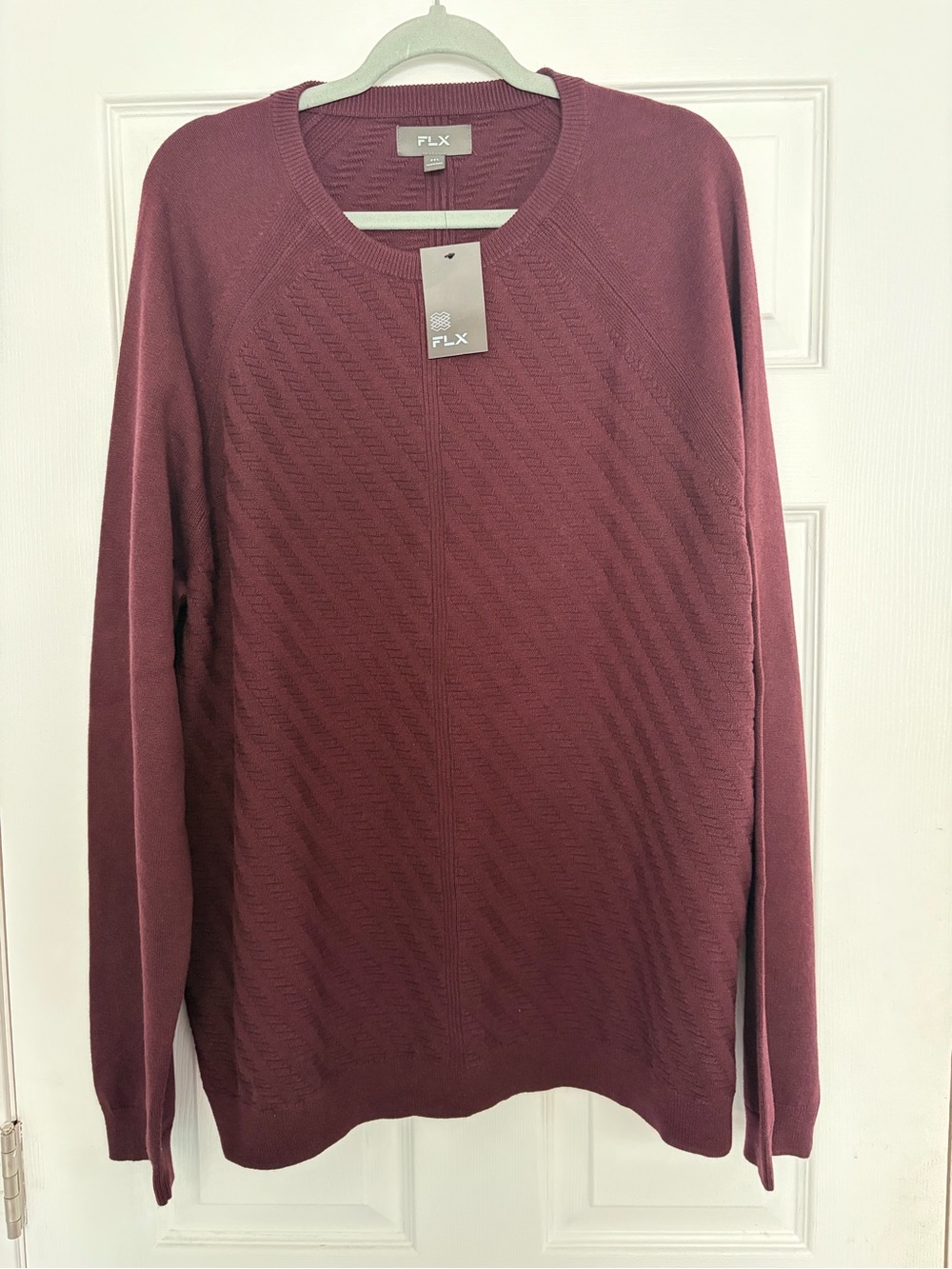 NWT FLX Men's Crewneck Sweater in Burgundy